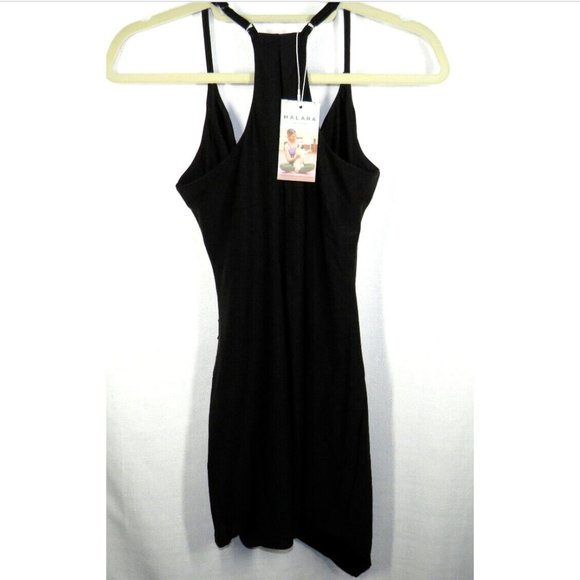 Halara Black Shirred V-Neck Bodycon Mini Dress - Picture 3 of 9